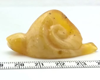 9.8gr Baltic amber carved figurine Snail, genuine vintage egg yolk butterscotch amber snail