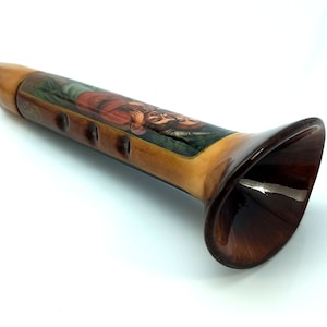 Russian Lacquer Fedoskino Vintage Box, Very Rare Medieval Flute Recorder Shape, 100% Hand Work vintage lacquer miniature