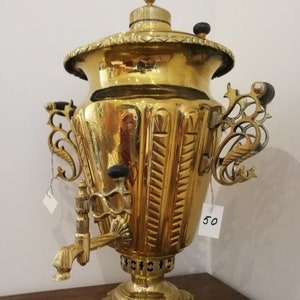Laiton antique russe Samovar Tula vers 1900 par Shemarin