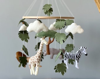 Safari Baby Mobile Boy -Baby Mobile Neutral - Jungle Crib Mobile Girl- Animals Mobile Lion Hanging Mobile - Neutral Gender Baby Gift -