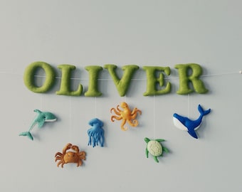 Personalized Felt Name Banner: Ocean Nursery Decor