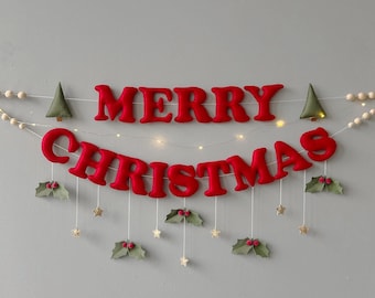 Felt Christmas Garland: Handmade Wool Holiday Banner