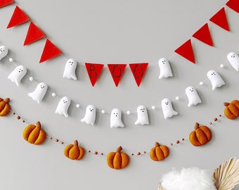 Felt Halloween Garland: Pumpkin & Ghost Decor
