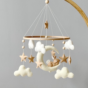 Baby crib mobile boy,nursery mobile moon and starts,hanging crib mobil, baby shower gift,neutral baby mobile,baby felt mobile,