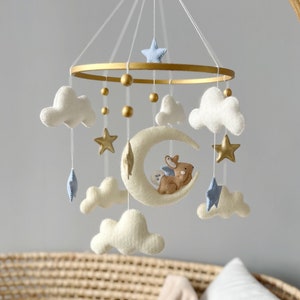 Baby crib mobile boy,nursery mobile moon and starts,hanging crib mobil, baby shower gift,neutral baby mobile,baby felt mobile,