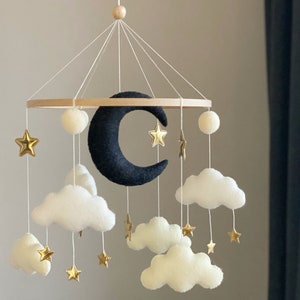 Baby mobile neutral Moon baby mobile cloud baby mobile Black and white baby mobile baby mobile boy baby nursery