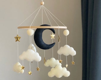 Baby mobile neutral Moon baby mobile cloud baby mobile Black and white baby mobile baby mobile boy baby nursery