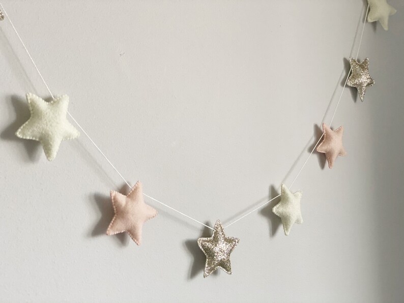 Star Felt Garland Room Decor Gold Garland Teen Girl Room Decor Etsy