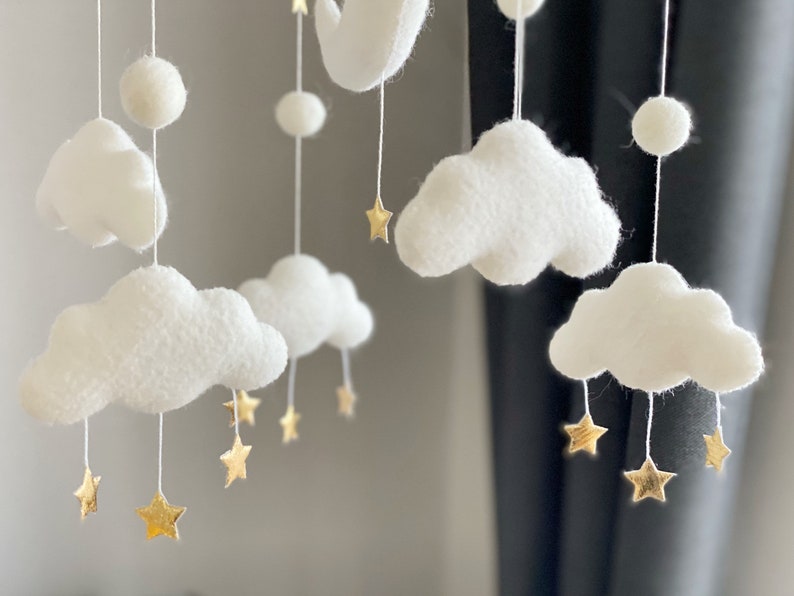 Baby mobile neutral Moon baby mobile cloud baby mobile White baby mobile baby mobile boy baby nursery mobile baby crib mobile image 8