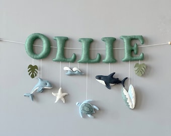 Custom Name Banner Ocean Nursery Decor - Personalized Baby Name Sign - Boy Name Garland - Felt Birthday Banner - Wall Decoration Banner