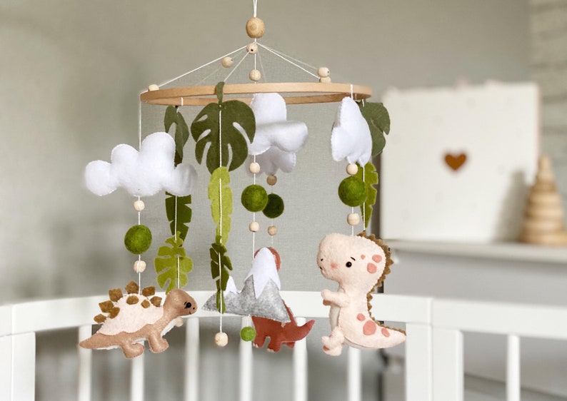Dinosaur Baby Mobile Woodland Baby Mobile Woodland Nursery Etsy