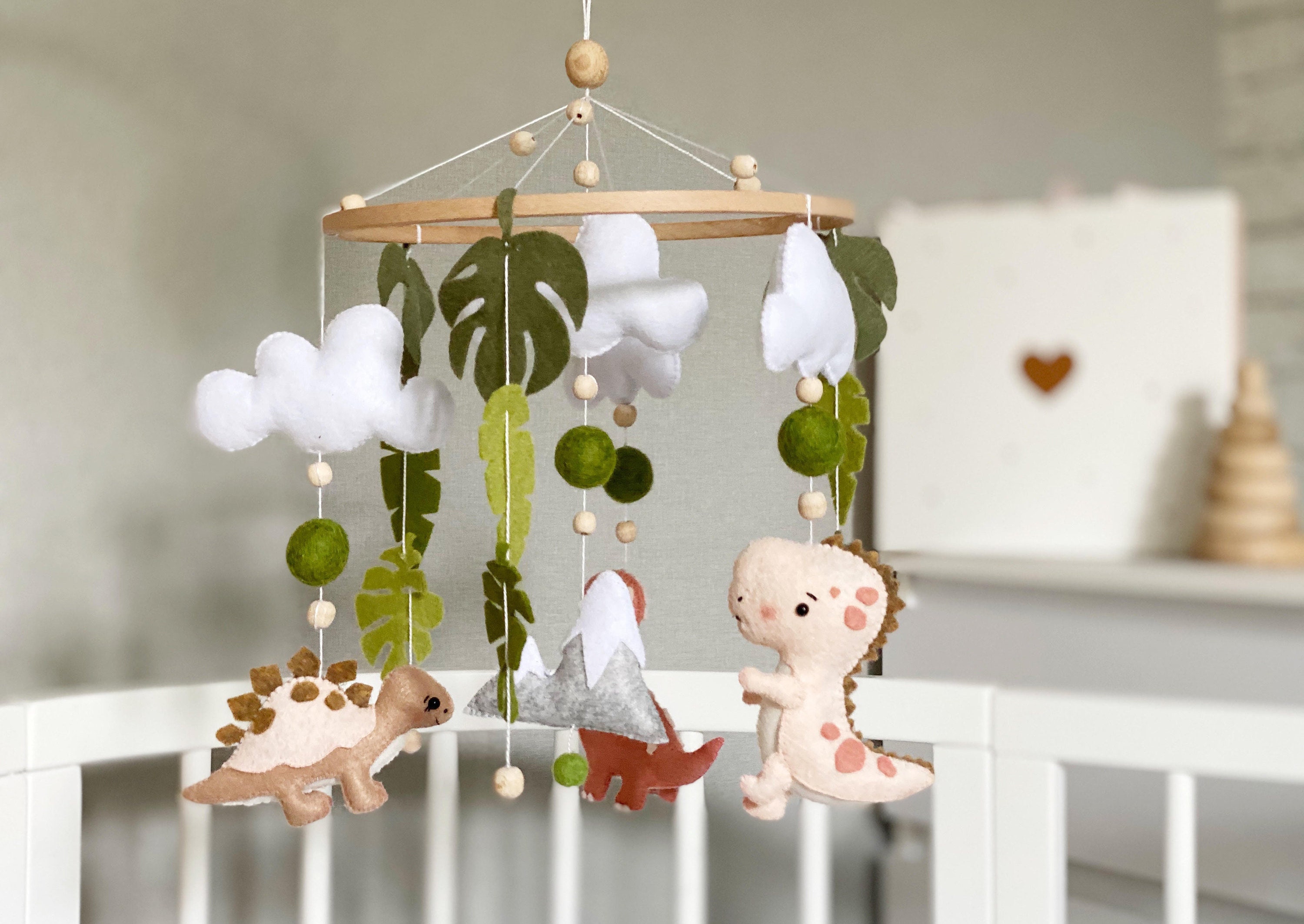 Dinosaur Baby Mobile Woodland Baby Mobile Woodland Nursery Etsy