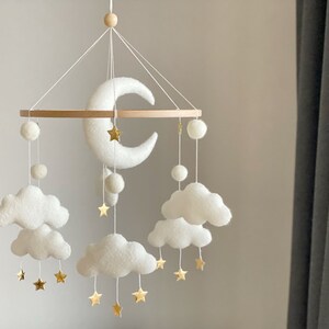 Baby mobile neutral Moon baby mobile cloud baby mobile White baby mobile baby mobile boy baby nursery mobile baby crib mobile image 7