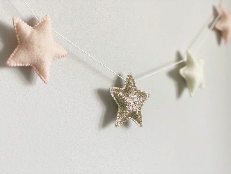 Star Felt Garland Room Decor Gold Garland Teen Girl Room Decor Etsy