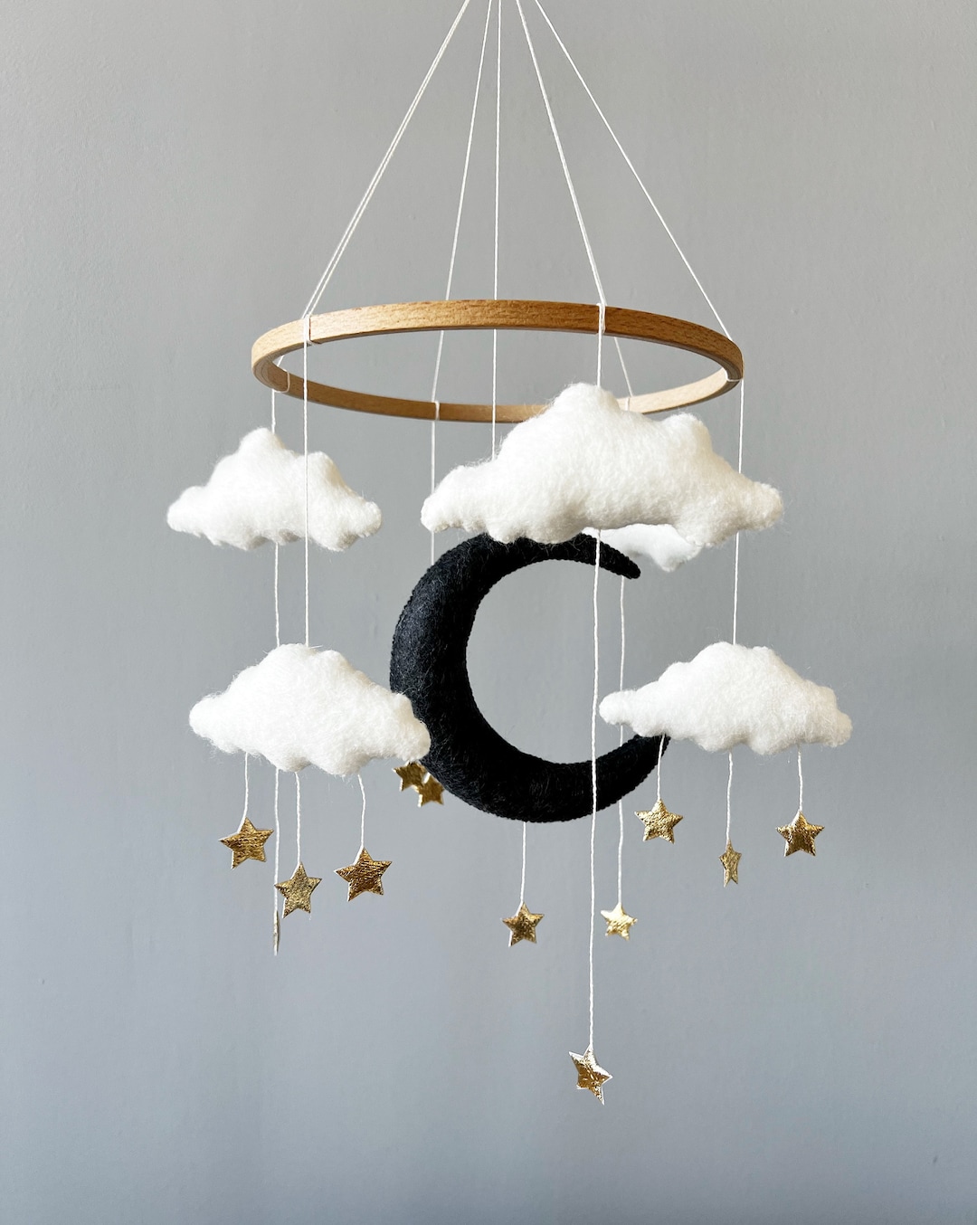Moon Stars Baby Crib Mobile Stars and Clouds Baby Mobile Boy Etsy