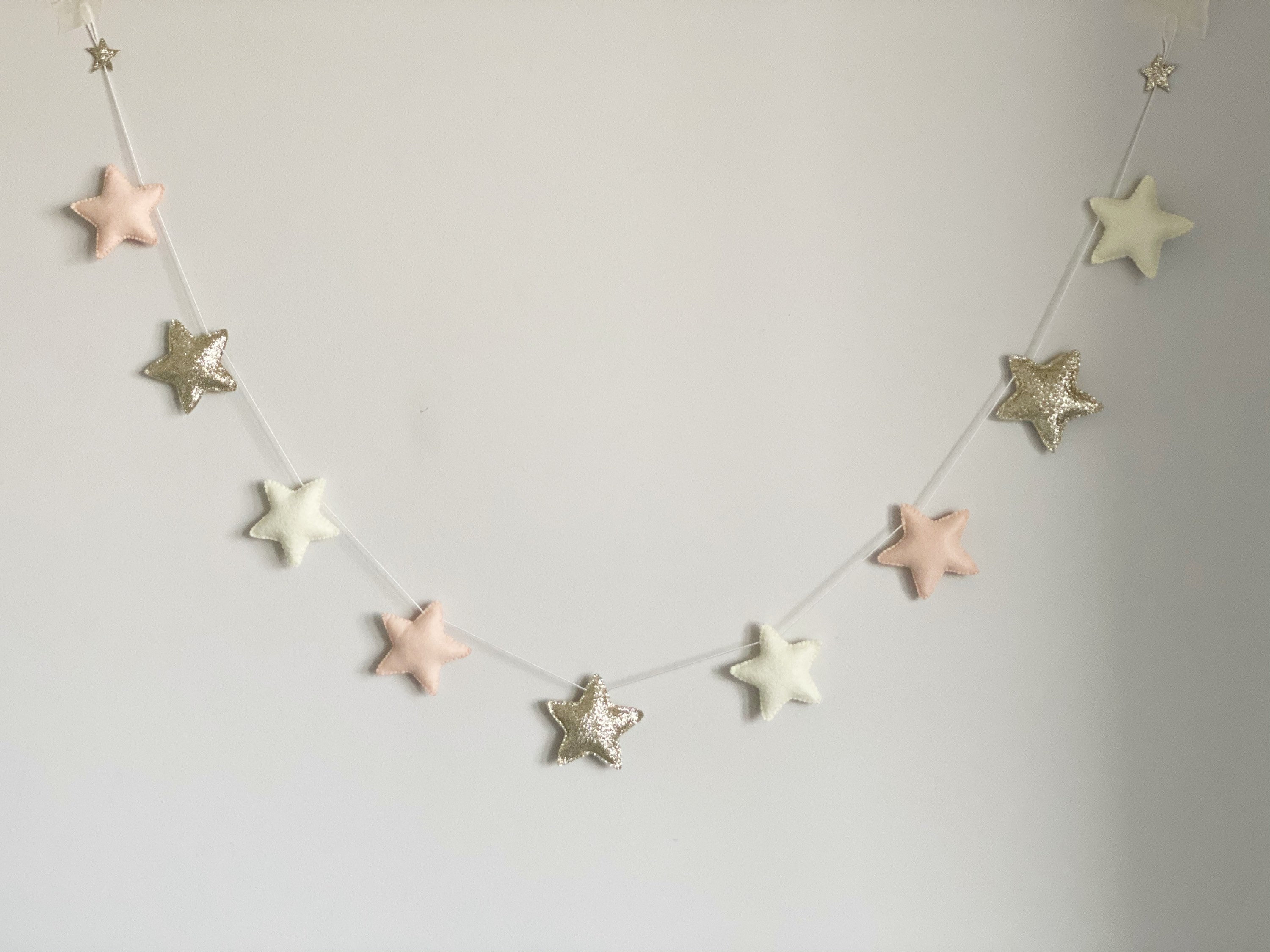 Star Felt Garland Room Decor Gold Garland Teen Girl Room Decor Etsy