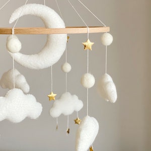 Baby mobile neutral Moon baby mobile cloud baby mobile White baby mobile baby mobile boy baby nursery mobile baby crib mobile image 6