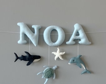 Custom Name Felt Banner: Ocean Nursery Decor