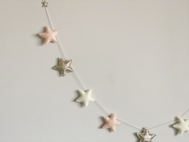 Star Felt Garland Room Decor Gold Garland Teen Girl Room Decor Etsy