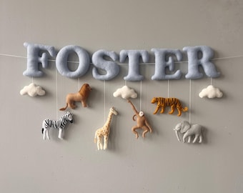 Custom Felt Jungle Name Banner – Safari Nursery Decor