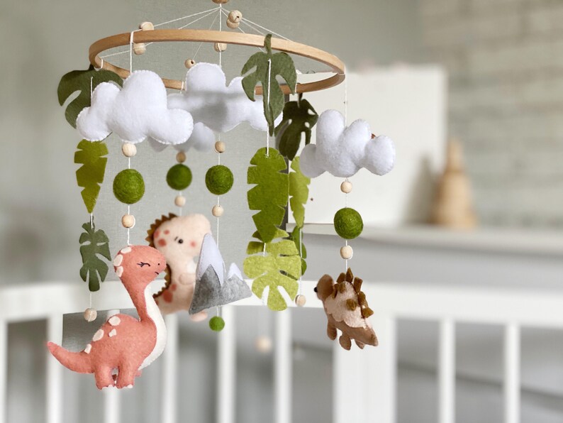 Dinosaur Baby Mobile Woodland Baby Mobile Woodland Nursery Etsy