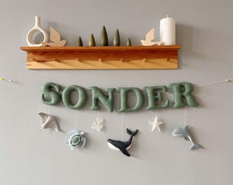 Personalized Felt Name Garland – Ocean Nursery Decor, Sea Animals Banner