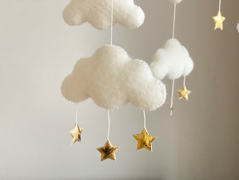 Baby mobile neutral Moon baby mobile cloud baby mobile White baby mobile baby mobile boy baby nursery mobile baby crib mobile image 2
