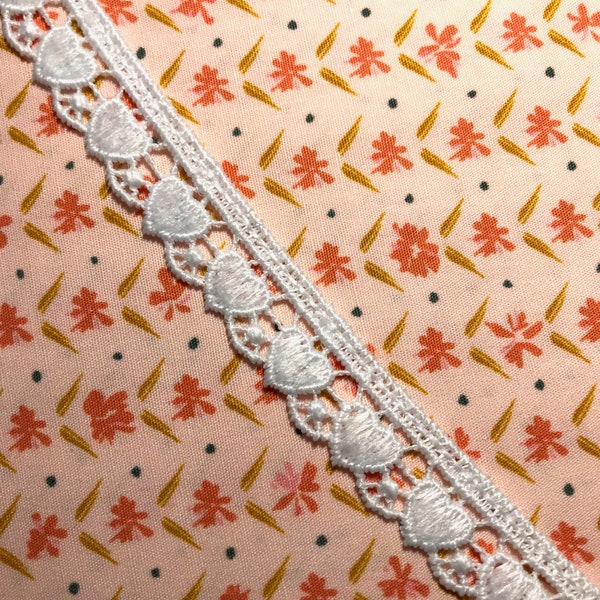 White Hearts Lace Trim- 1/2" Wide 3710