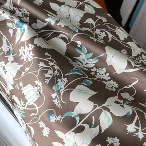 Brown Botanical/ Floral Japanese Cotton Satin- 44" Wide- (500-1)