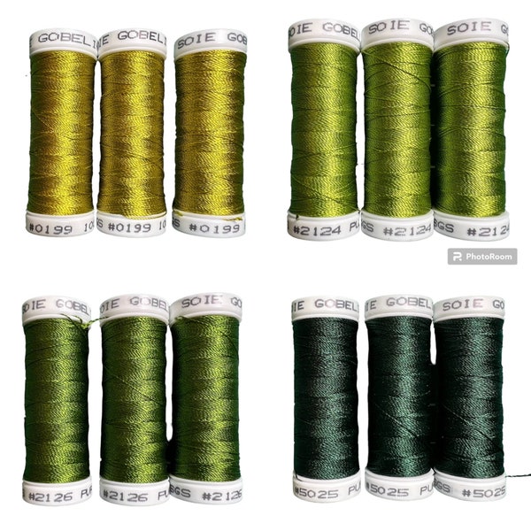 Au Ver A Soie- Soie Gobelins- 1 Spool- 100% Silk Thread- #5025, #2126, #2124, #0199, #0718- GREEN