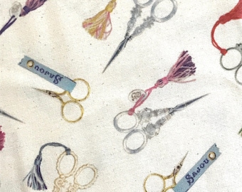 Half Yard- Sajou Embroidery Scissors Cotton Fabric- 59&quot; Wide