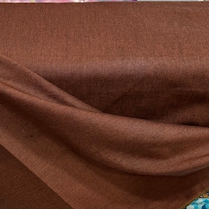 Cotton- Bamboo Blend Fabric- Fableism- Everyday Chambray Nocturne- “Cinnabar” Red Brown