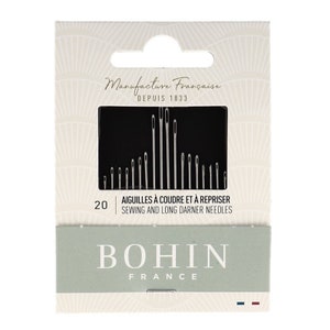 Sewing and Long Darner Needles Assorted Sizes- 20 Count- Bohin France