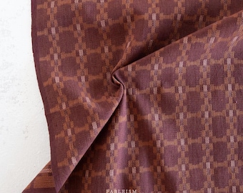 Beautiful Woven Cotton Fabric- "Native Nectar in Eggplant"- Golden Hour- Fableism