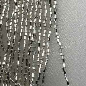 Silver 1/2&quot; Bugle Beads FACETTED W/ SQUARE Hole (2177)