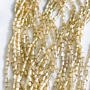 Gold 1* Facetted Glass Bugle Beads (2123)