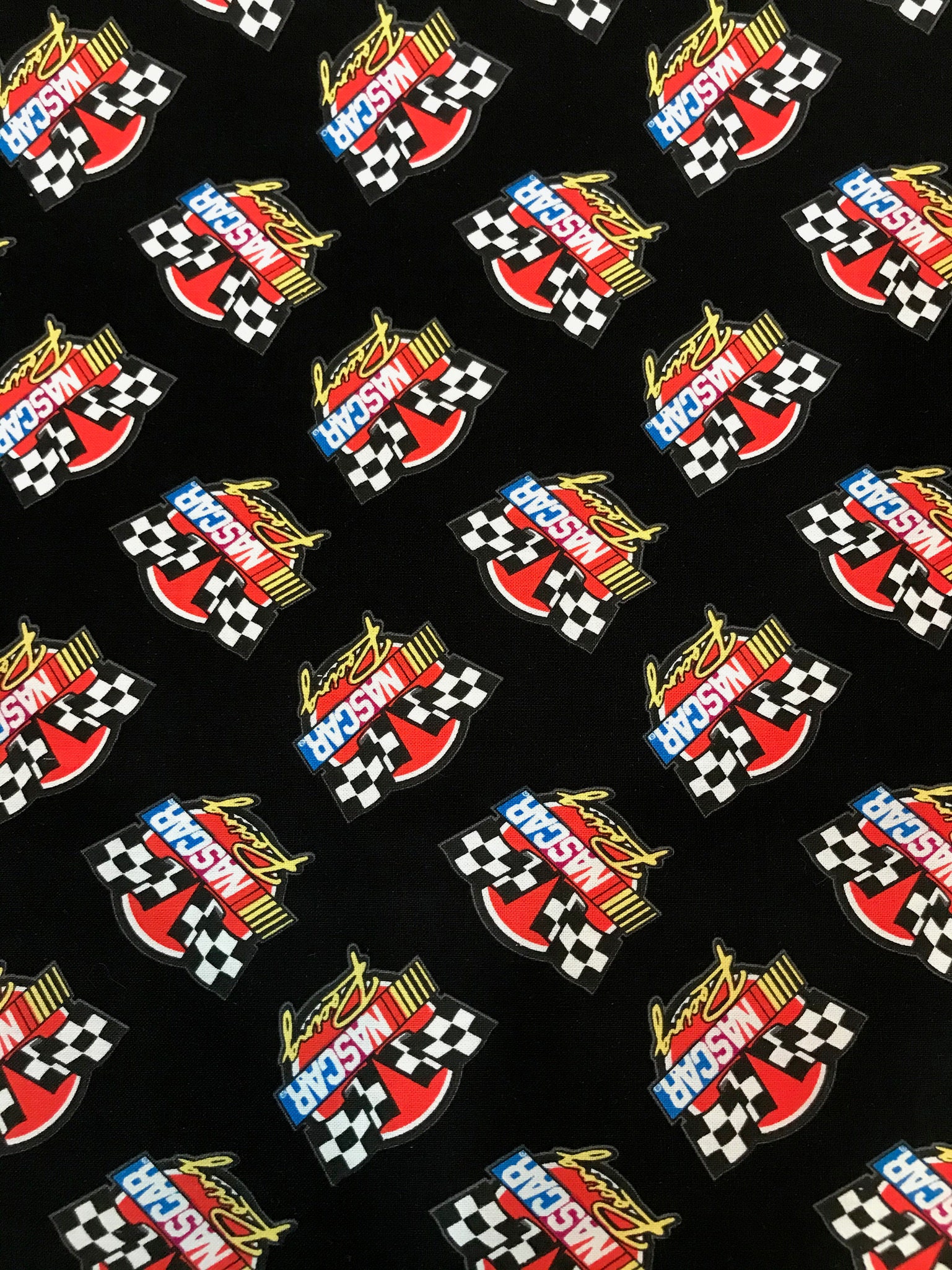 Nascar Racing Black Cotton Fabric