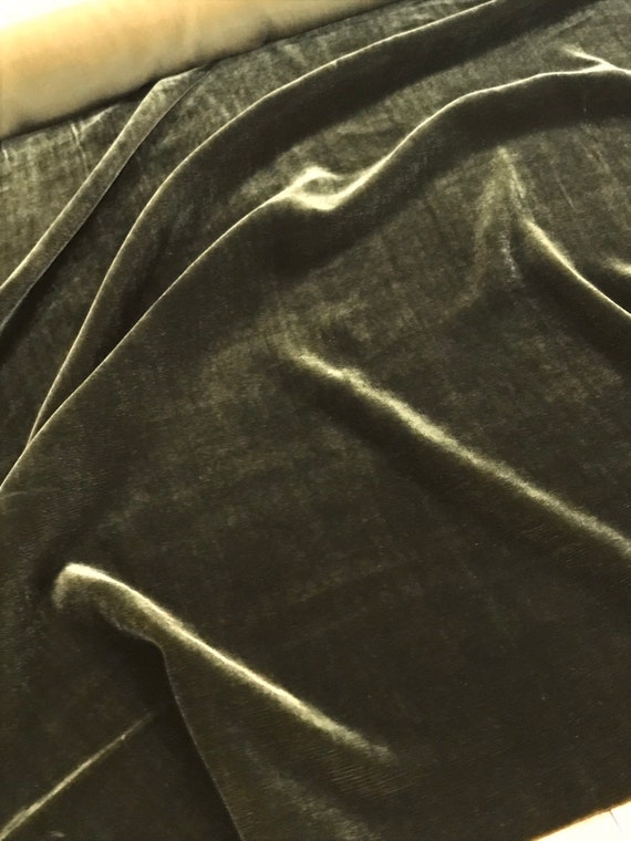 Iridescent Velvet- Moss/ Olive Green- Silk Rayon Blend- 45" Wide