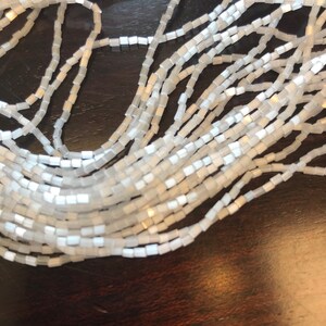 Satin White 1" Facetted Bugle Beads (2133)