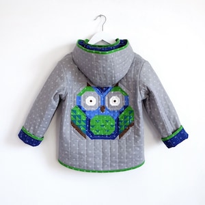 Little Owl Coat- Reversible Quilted Children's Jacket- Paper Pattern