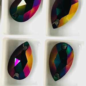 Swarovski 3230 Pear Sew-On 12x7mm Rainbow Dark (4 PIECES)- FINAL CALL