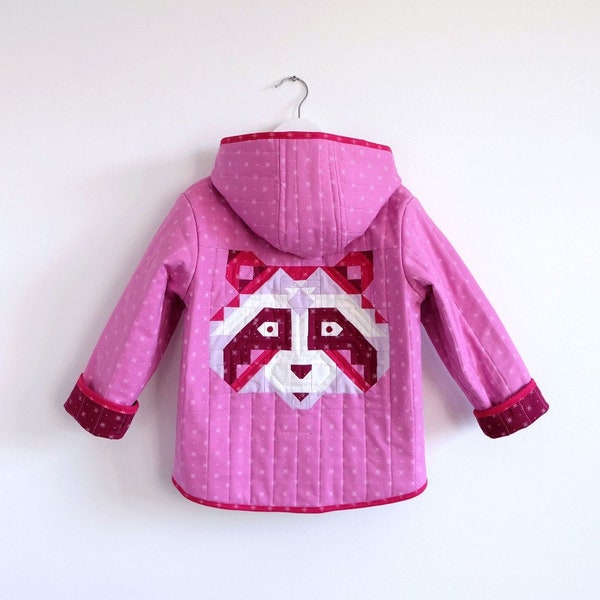 Raccoon Coat- Reversible Quilted Children's Jacket- Paper Pattern