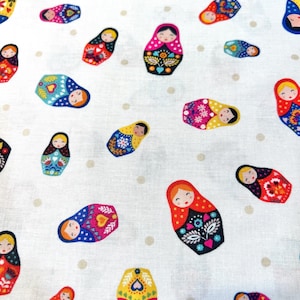 Russian Dolls- Lewis & Irene LITTLE MATRYOSHKA-White- Cotton