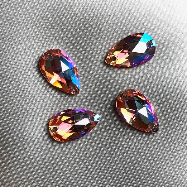 Swarovski 3230 Pear Sew-On 12x7mm Light Rose Shimmer (4 PIECES)- FINAL CALL