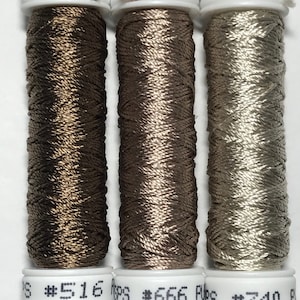 Au Ver A Soie- Soie Perlée- Brown Shades- 3 szpulki 100% jedwabna nić