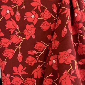 Red Magnolias Cotton Flannel- "Magnolia Seven"