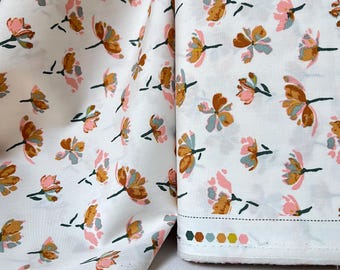 Off White, Floral Print Cotton Fabric- “Watercolor Blooms”- 44” Wide- Art Gallery Fabrics- AGF