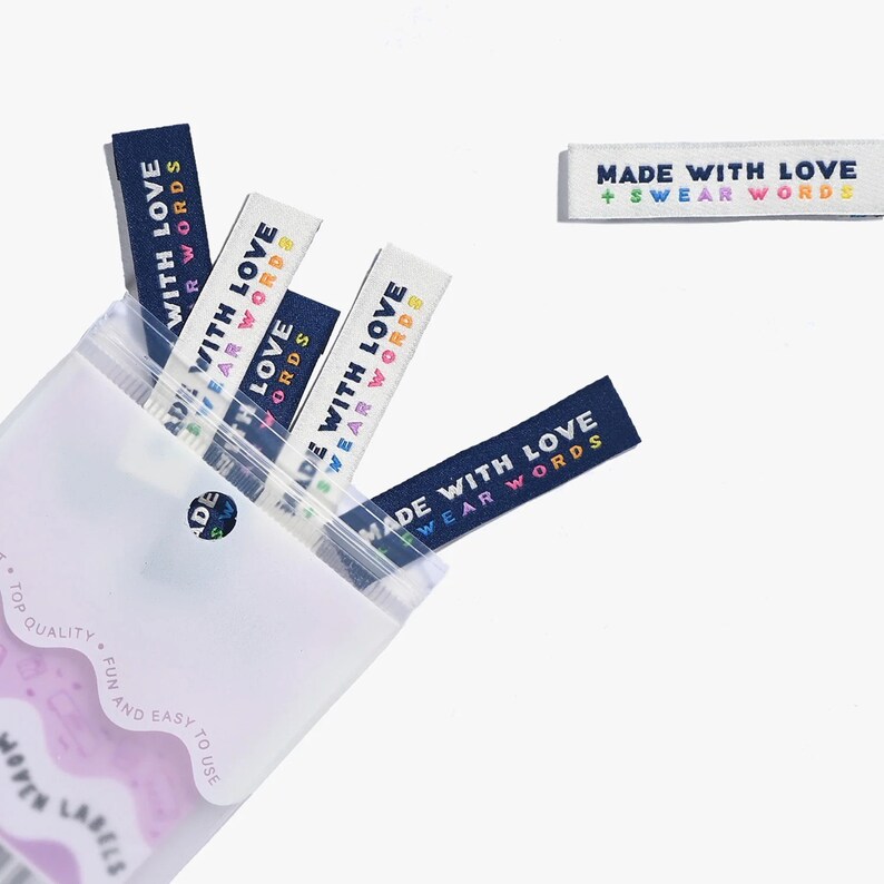 Woven Labels- Made With Love & Swear Words | 6 Pack- KATM- New Version ...