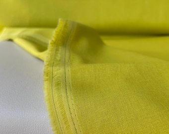 Gelbgrüner Essex-Leinenstoff „Chartreuse“ – Baumwollmischgewebe – 109 cm breit