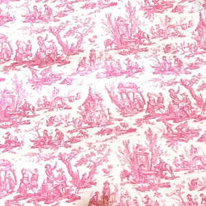 Halber Hof - Sajou Miniatur Rosa Toile De Jouy - Baumwollstoff - 59 "Breite